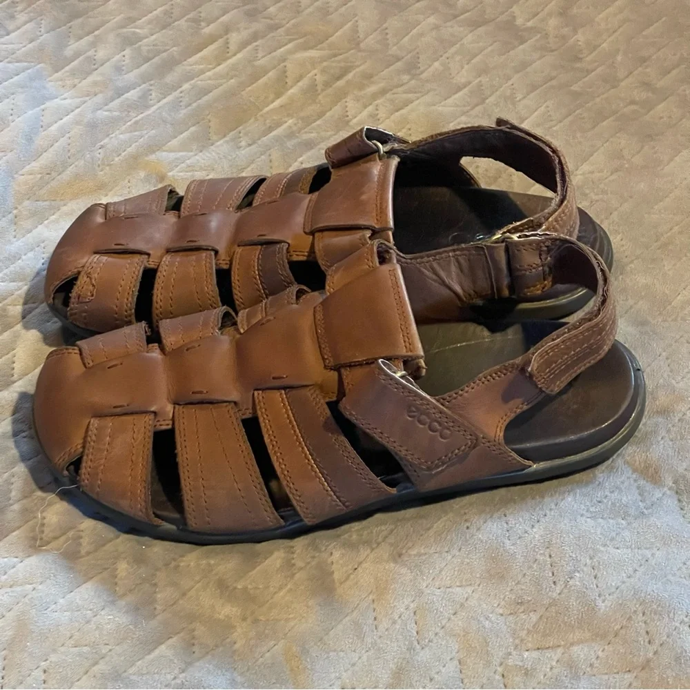 Ecco sandals mens size 45 U.S. 11-11.5‎ pre-owned condition brown